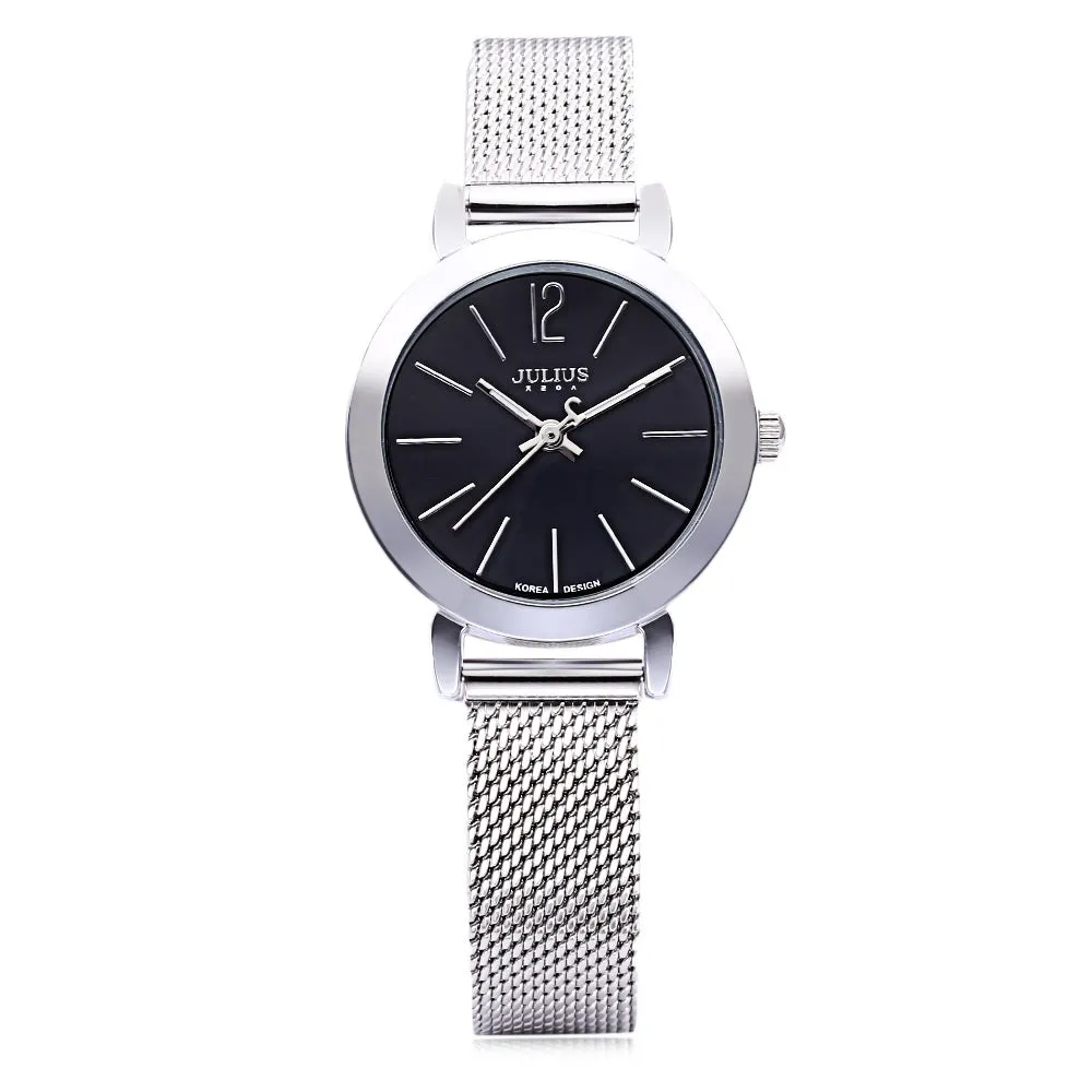 Julius JA - 732 Women Quartz Watch Stainless Steel Net Band Luminous Pointer Female Wristwatch