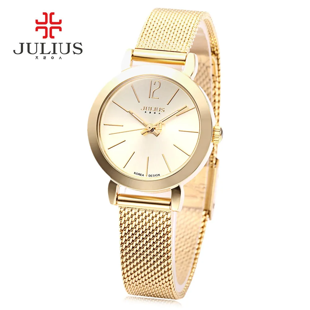 Julius JA - 732 Women Quartz Watch Stainless Steel Net Band Luminous Pointer Female Wristwatch