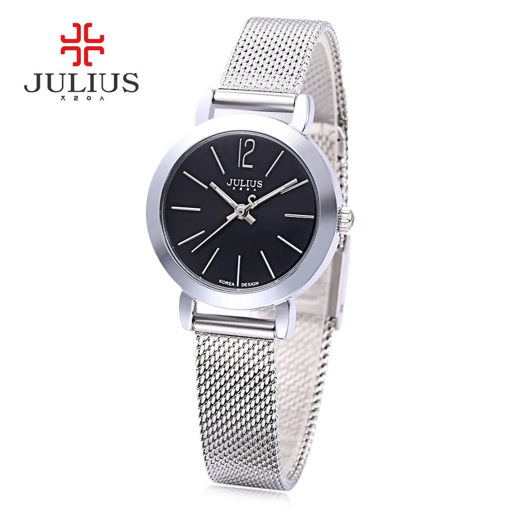 Julius JA - 732 Women Quartz Watch Stainless Steel Net Band Luminous Pointer Female Wristwatch