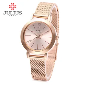 Julius JA - 732 Women Quartz Watch Stainless Steel Net Band Luminous Pointer Female Wristwatch