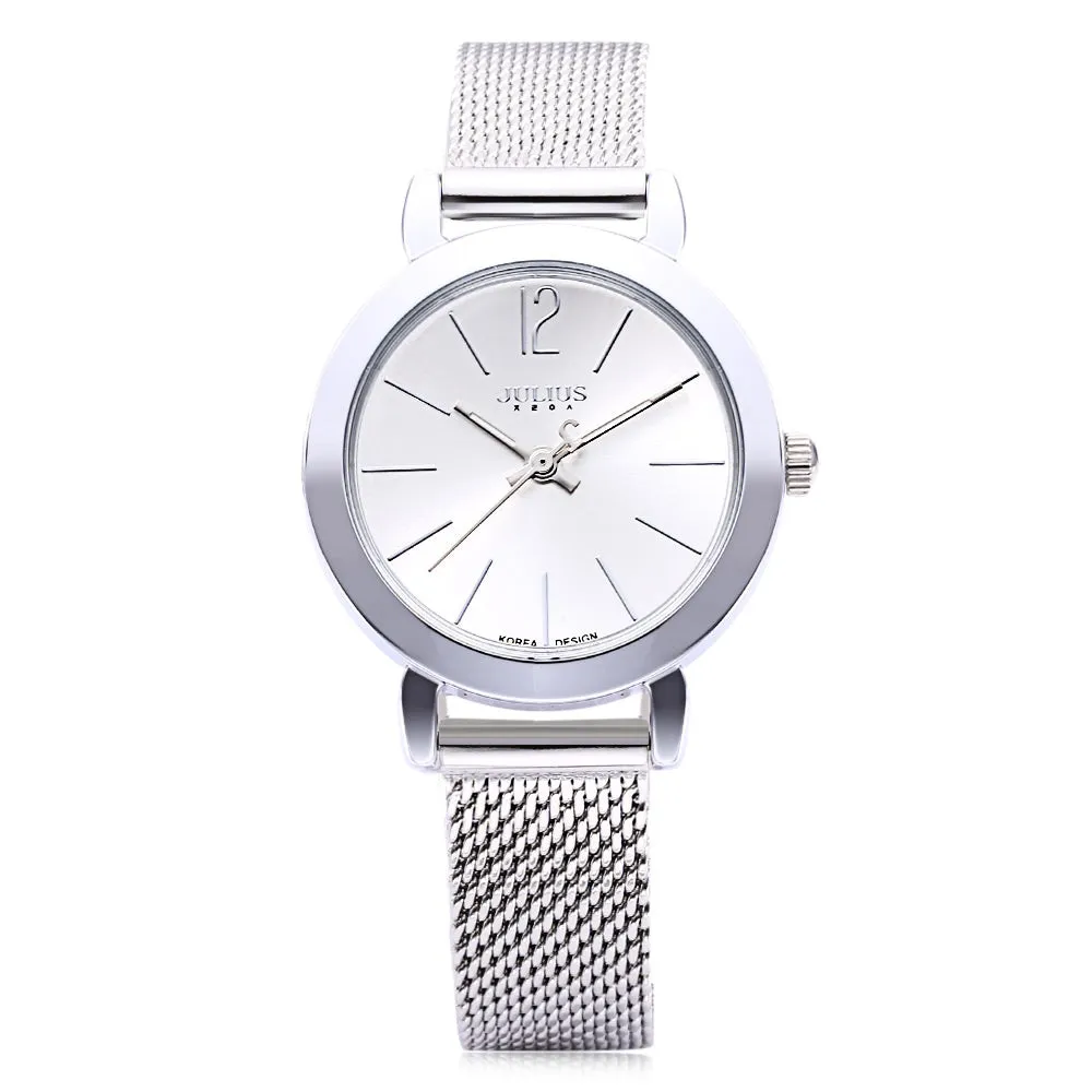 Julius JA - 732 Women Quartz Watch Stainless Steel Net Band Luminous Pointer Female Wristwatch