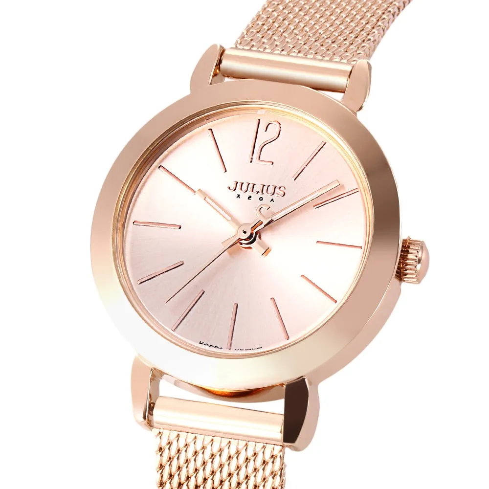 Julius JA - 732 Women Quartz Watch Stainless Steel Net Band Luminous Pointer Female Wristwatch