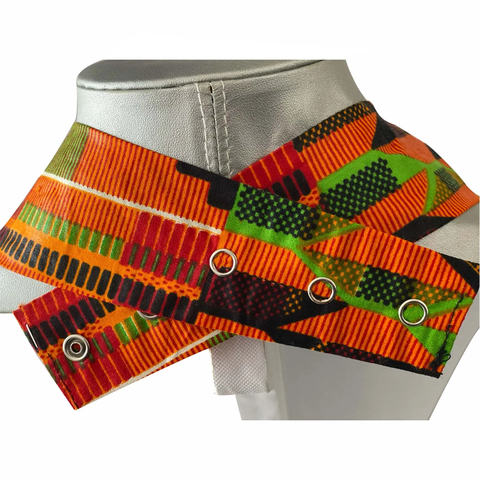 Kente Print Fabric Multi Layer Strand Necklace -- 1A