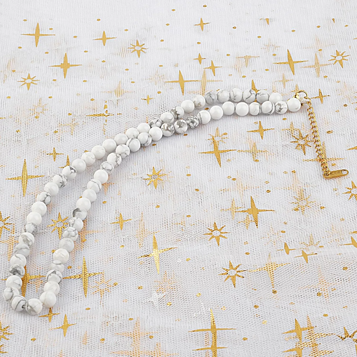 KIKLA Semi Precious Stone Beaded Choker Necklace 18K Gold Plated Natural Stone Strand Necklace Short Necklaces for Women