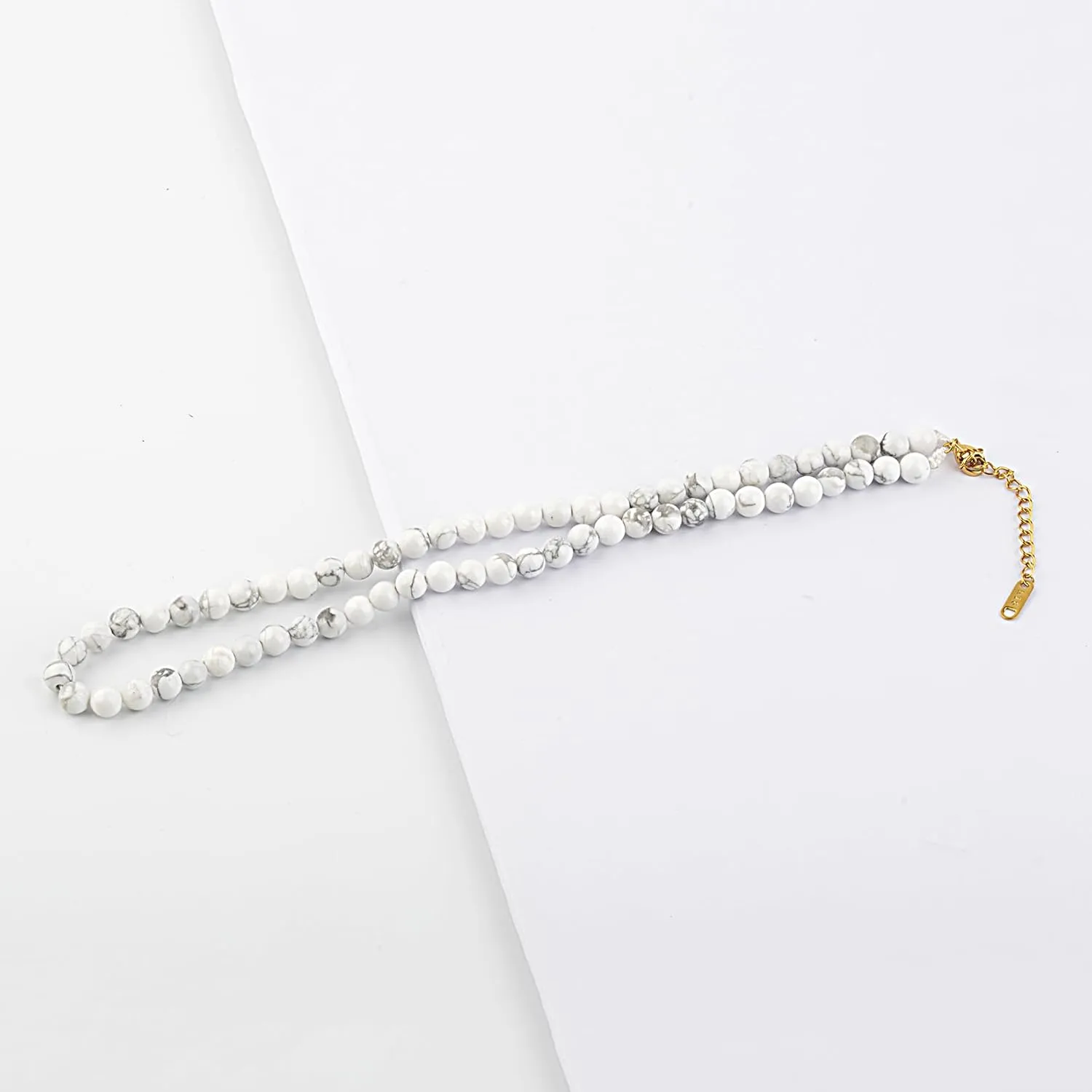 KIKLA Semi Precious Stone Beaded Choker Necklace 18K Gold Plated Natural Stone Strand Necklace Short Necklaces for Women