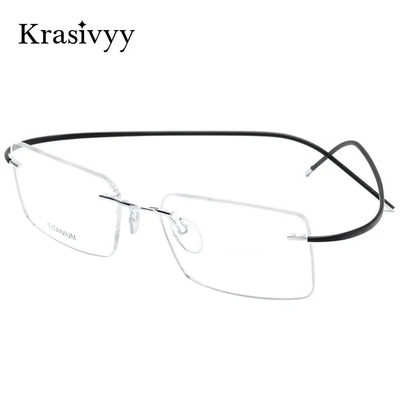 Krasivyy Unisex Rimless Square Titanium Eyeglasses 1614