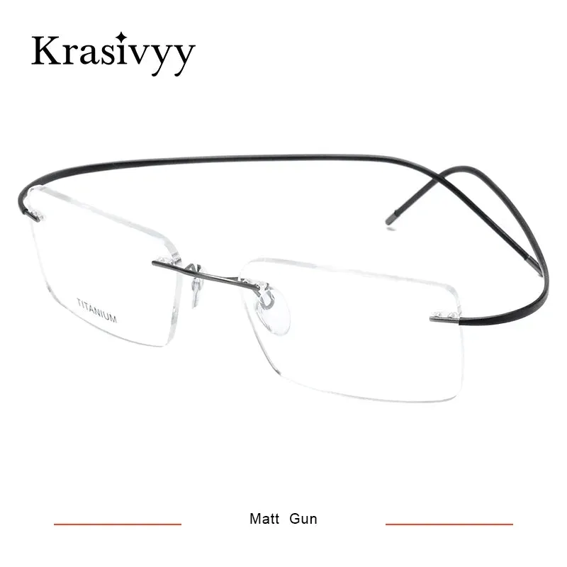 Krasivyy Unisex Rimless Square Titanium Eyeglasses 1614
