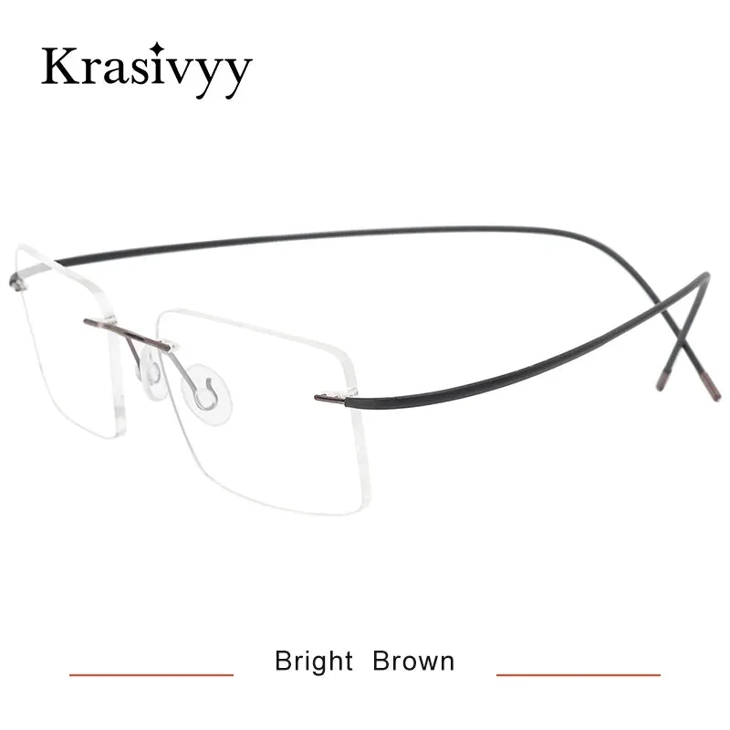 Krasivyy Unisex Rimless Square Titanium Eyeglasses 1614