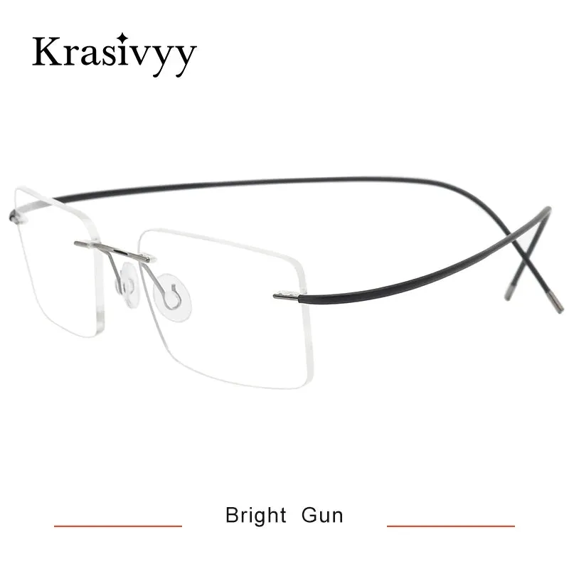 Krasivyy Unisex Rimless Square Titanium Eyeglasses 1614