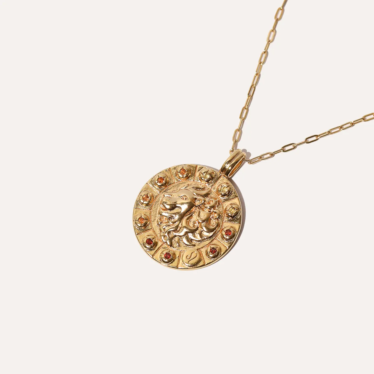 Leo Bold Zodiac Pendant Necklace in Gold