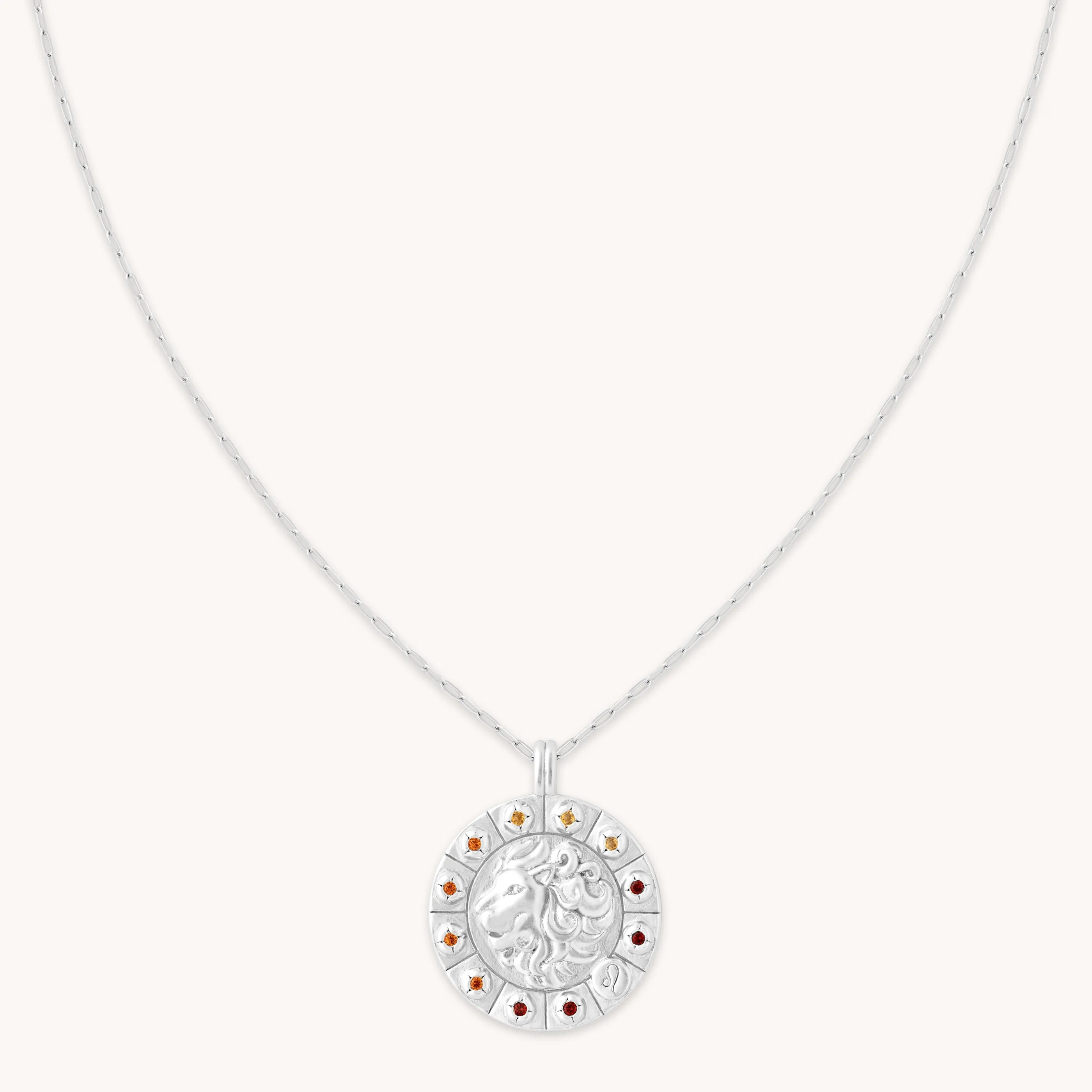 Leo Bold Zodiac Pendant Necklace in Silver