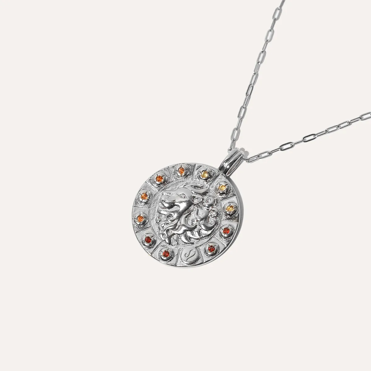 Leo Bold Zodiac Pendant Necklace in Silver