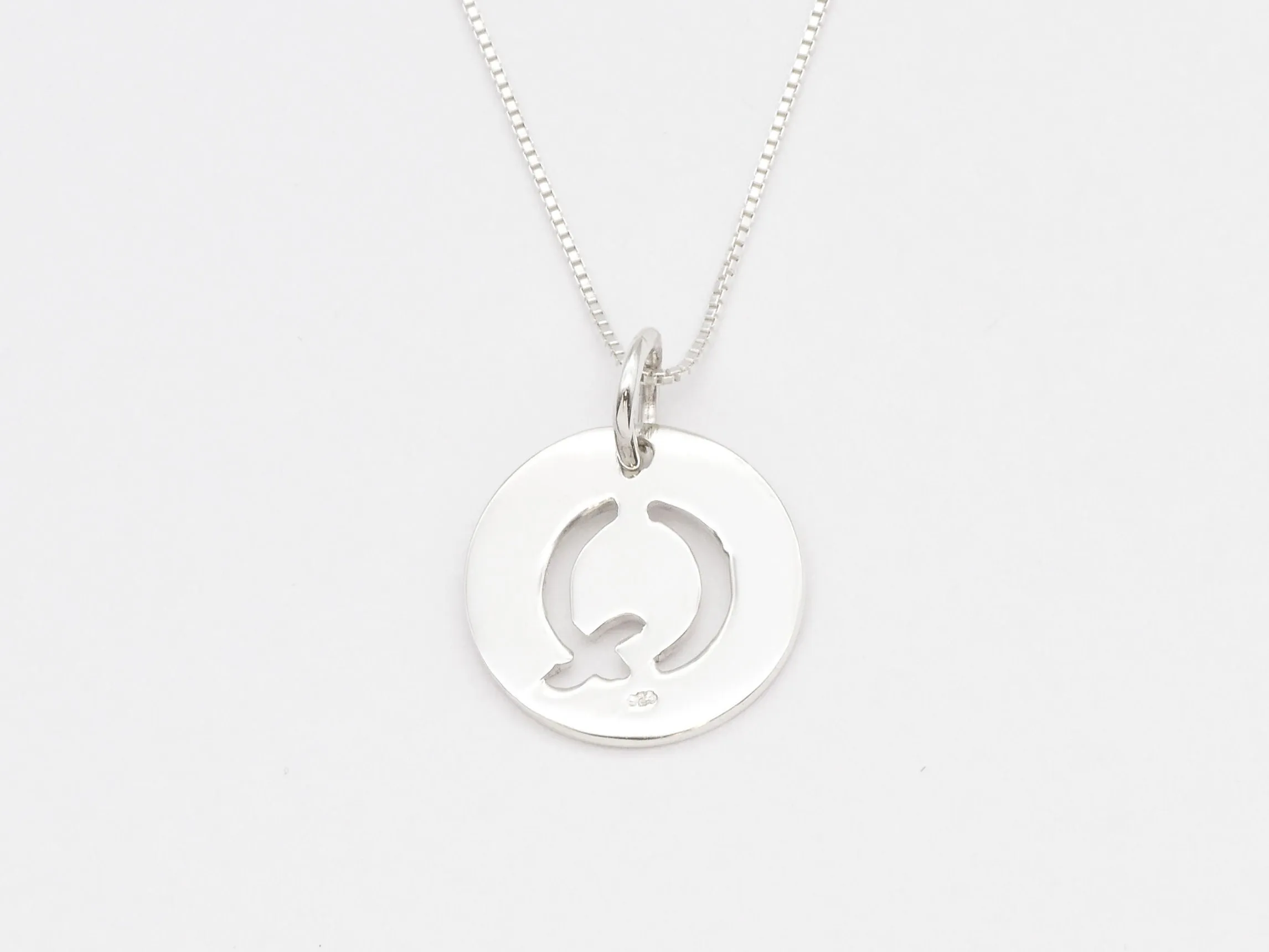 Letter Q Pendant - Disc Letter Pendant, Alphabet Round Necklace