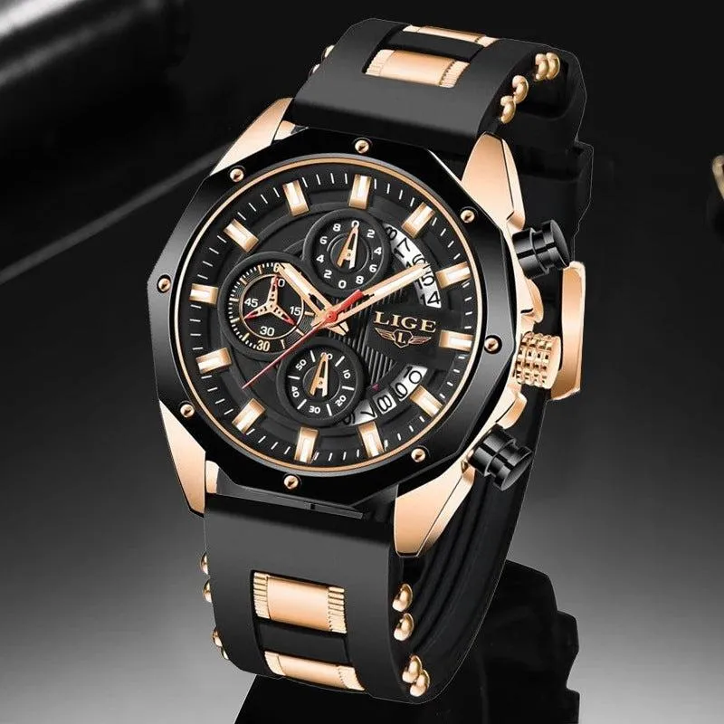 Lige Sports watch multifunctional waterproof watch For Men 8908