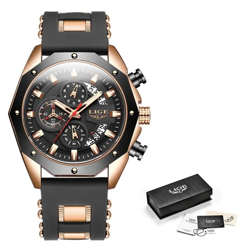 Lige Sports watch multifunctional waterproof watch For Men 8908