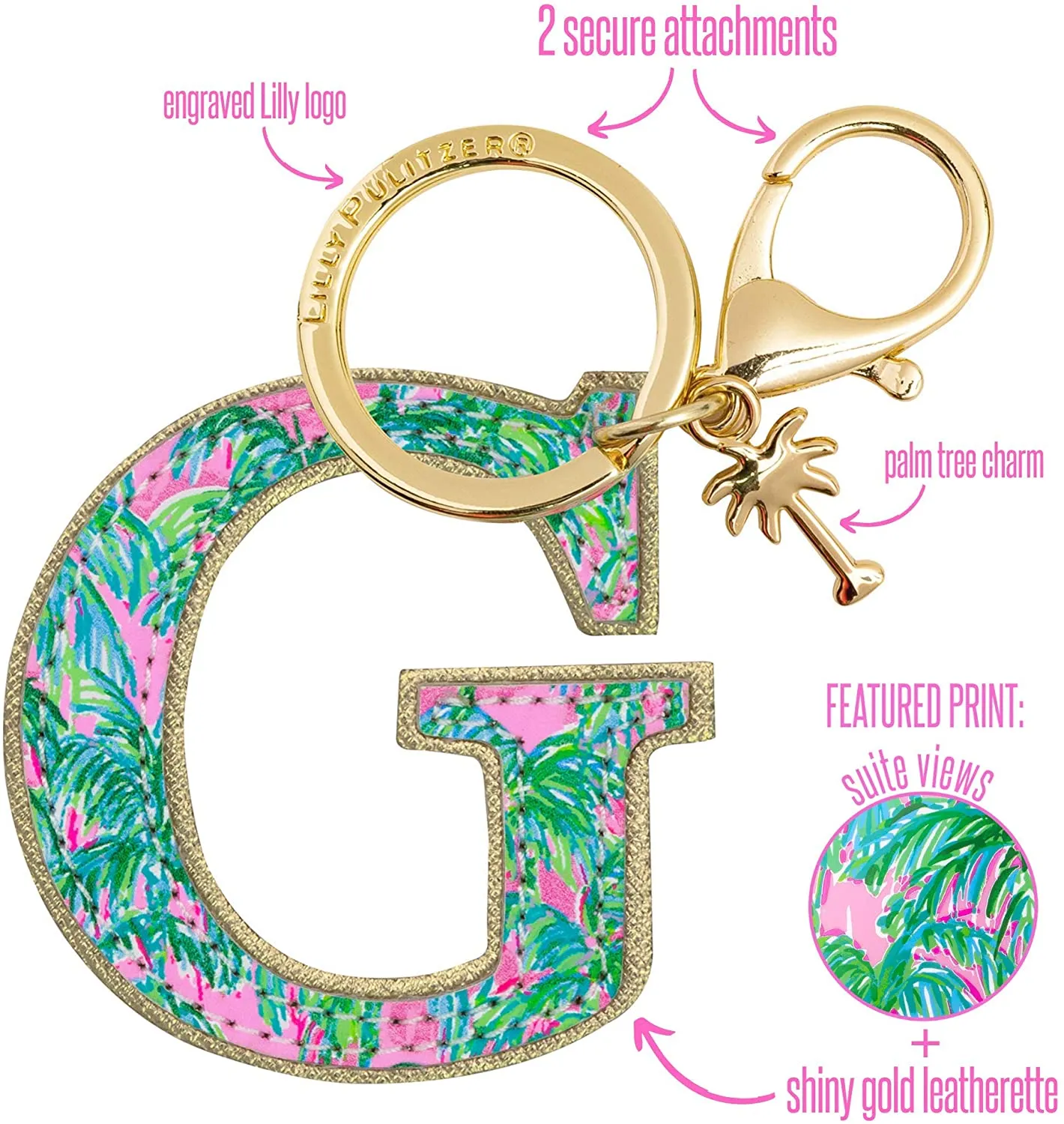 Lilly Pulitzer Leather Initial Keychain - G