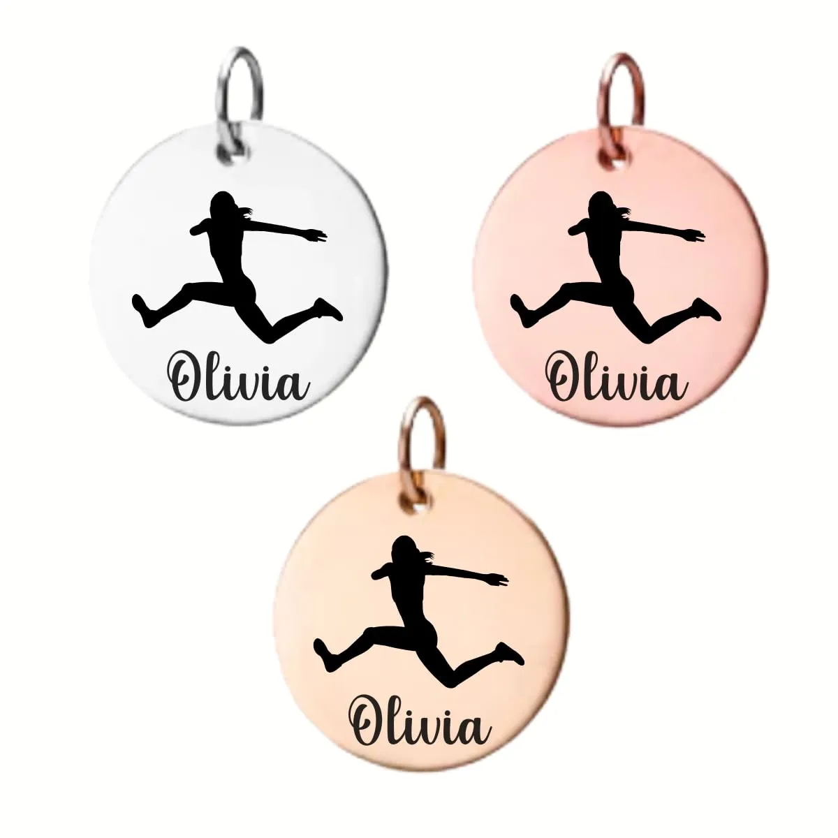 Long Jump Charm, Personalized Engraved Stainless Steel Long Jump Name Charm, DIY, Long Jump Gift for Long Jump Players, Long Jump Jewelry