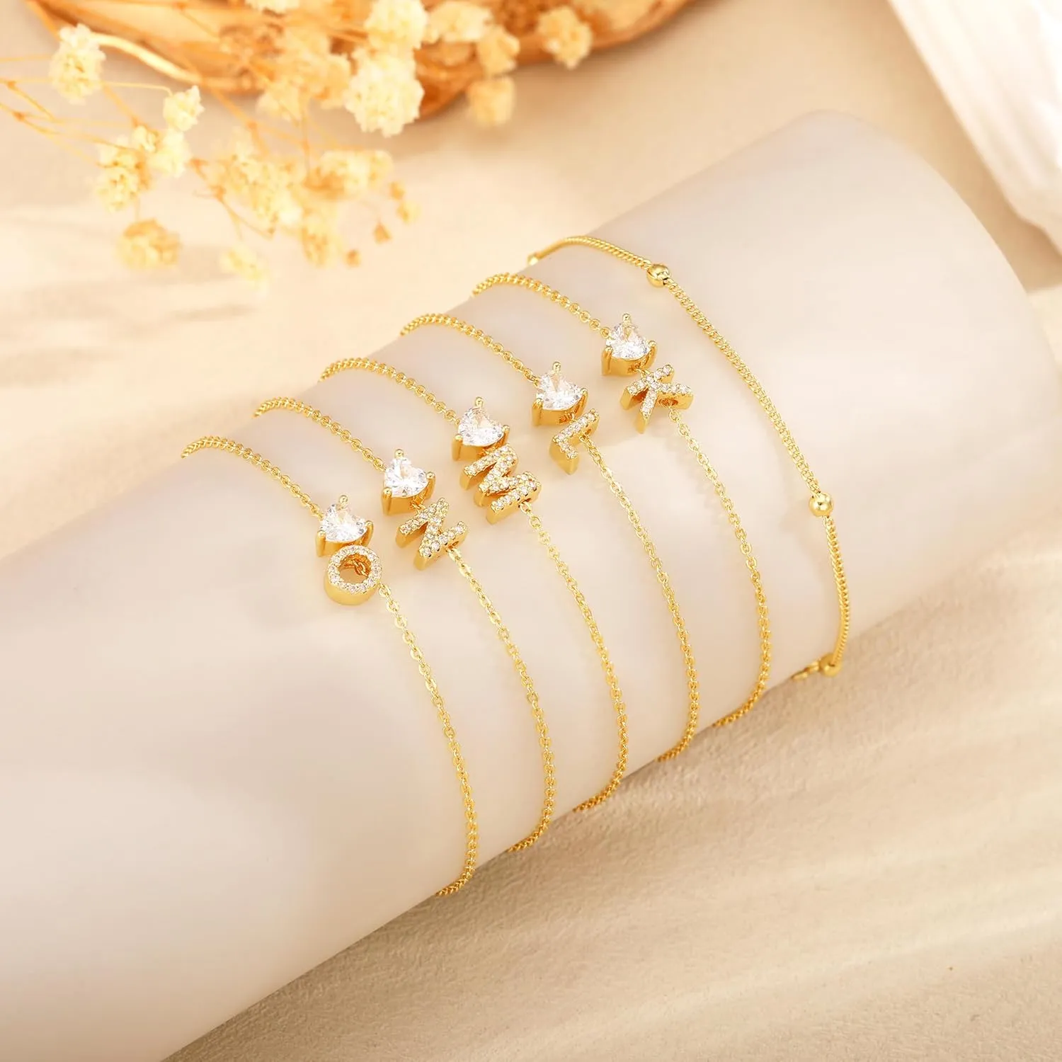 Love Heart Initial Gold Anklets for Women Dainty 14k Gold Plated CZ Anklet Trendy Waterproof Fashion Jewelry Gifts for Women