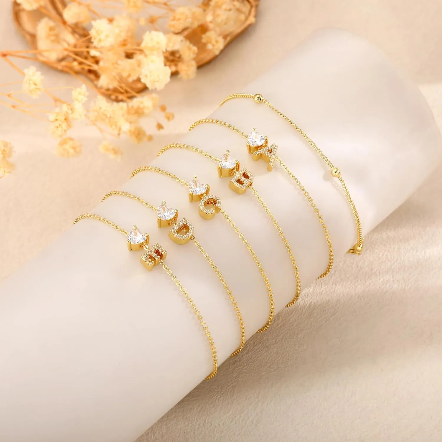 Love Heart Initial Gold Anklets for Women Dainty 14k Gold Plated CZ Anklet Trendy Waterproof Fashion Jewelry Gifts for Women