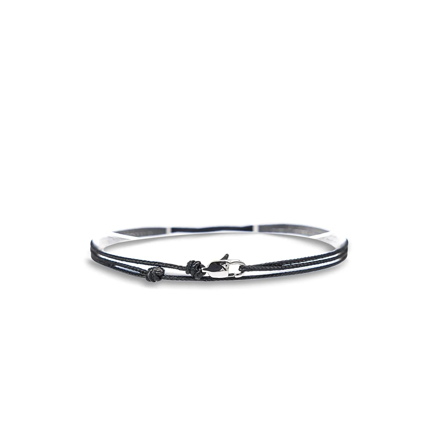 Made by Nami Surfer Anklet with Snap Hook Clasp Waterproof & Adjustable Thin String Ankle Bracelets for Women and Men Handmade Jewelry for Beach and Music Festival Accessories (Black Silver)