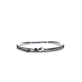 Made by Nami Surfer Anklet with Snap Hook Clasp Waterproof & Adjustable Thin String Ankle Bracelets for Women and Men Handmade Jewelry for Beach and Music Festival Accessories (Black Silver)