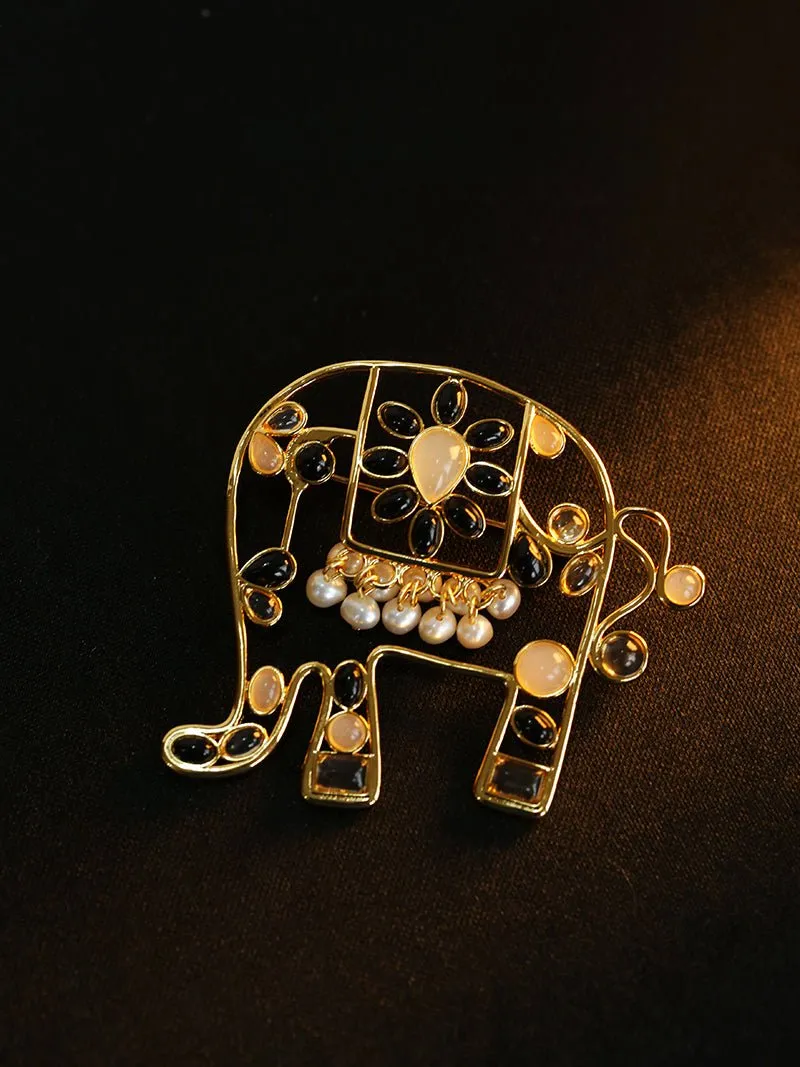 Medieval Handmade Colored Glazed Elephant Brooch
