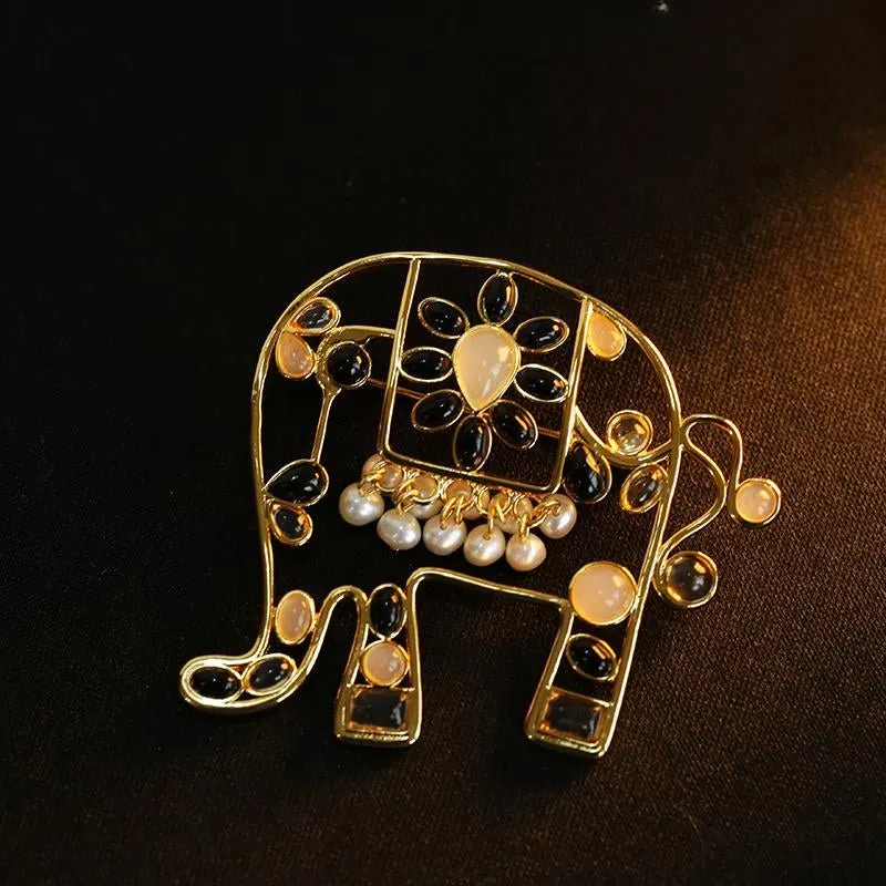 Medieval Handmade Colored Glazed Elephant Brooch