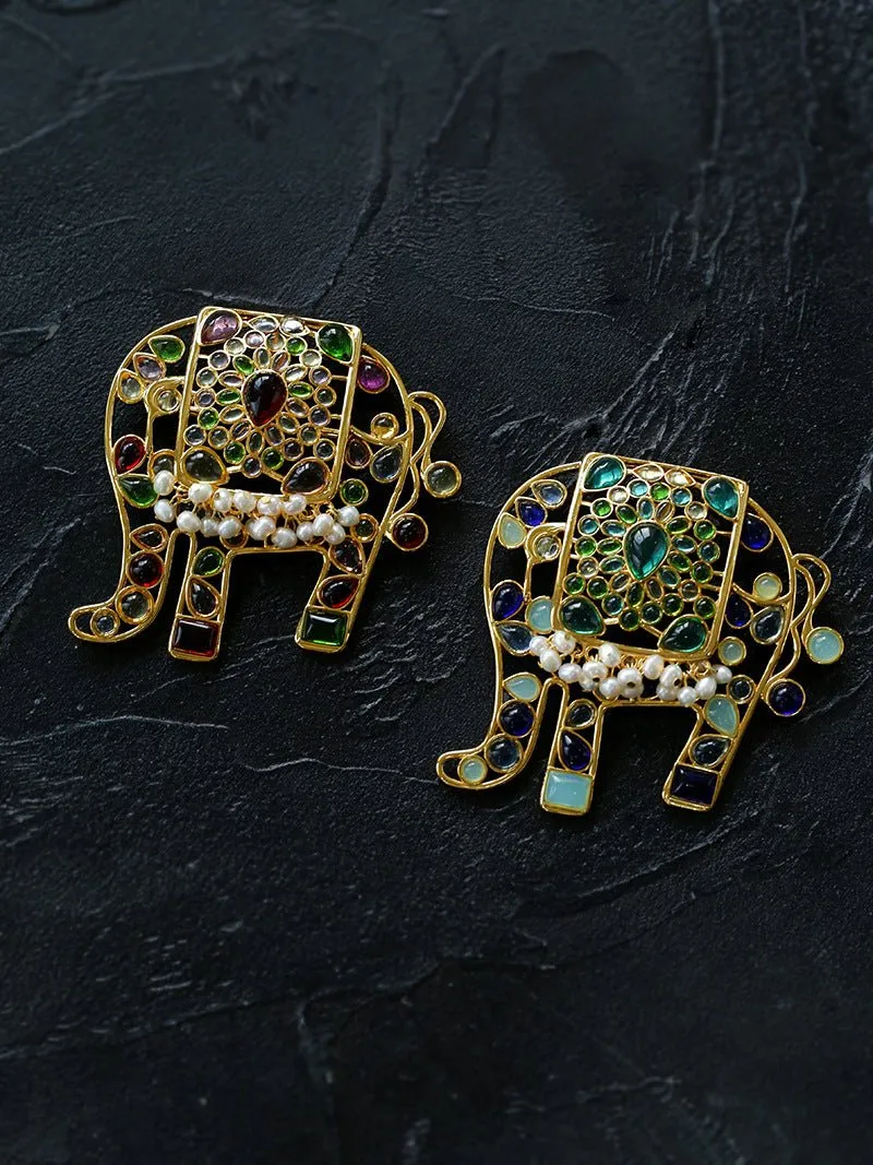 Medieval Handmade Colored Glazed Elephant Brooch