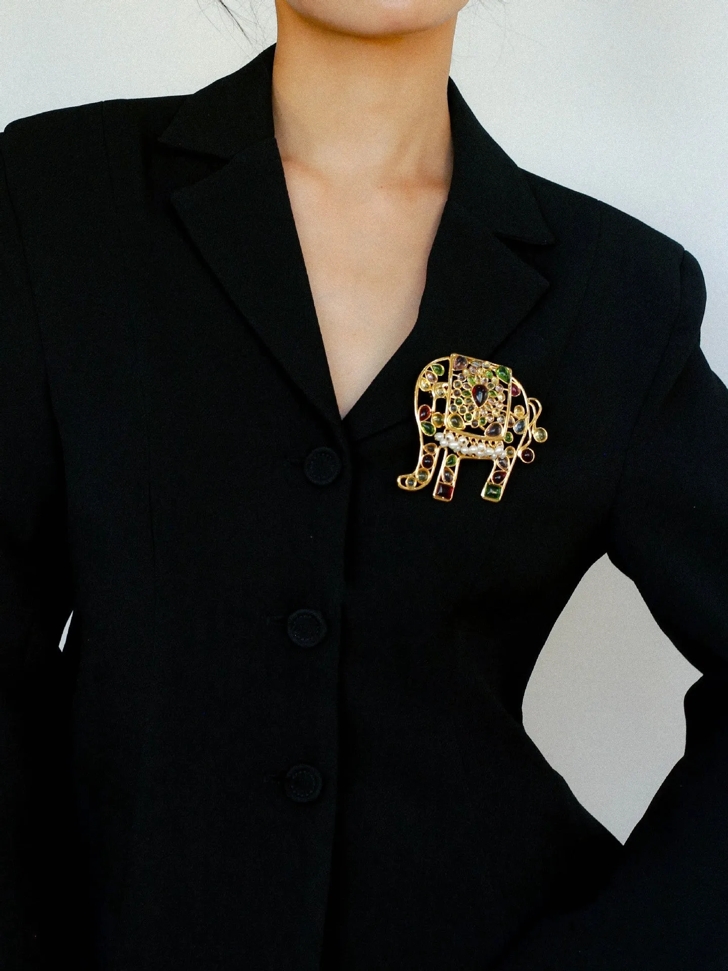 Medieval Handmade Colored Glazed Elephant Brooch
