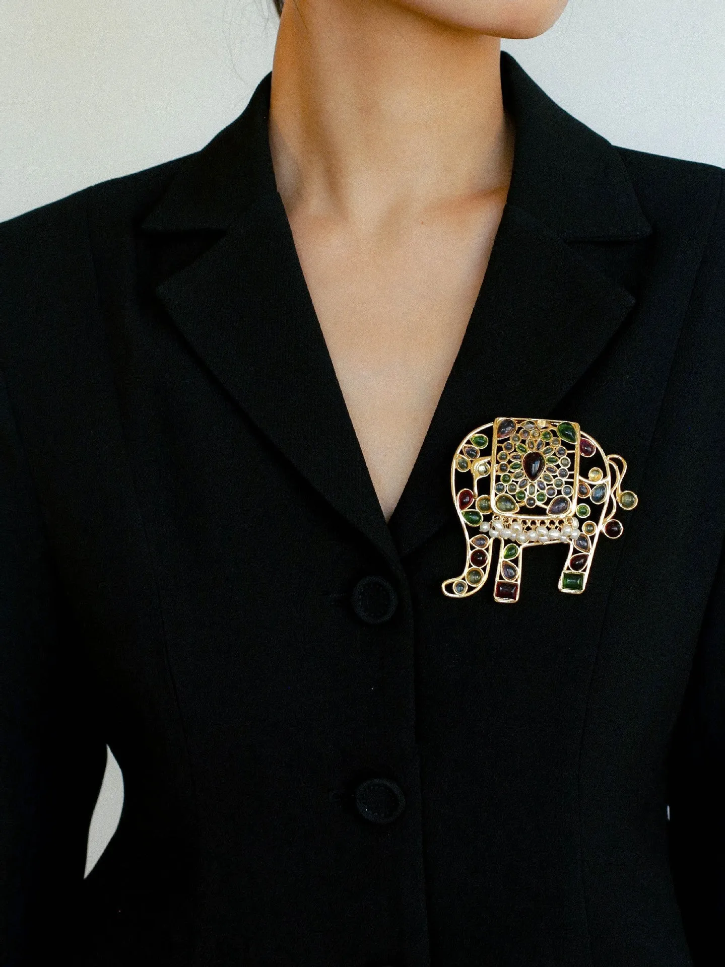 Medieval Handmade Colored Glazed Elephant Brooch