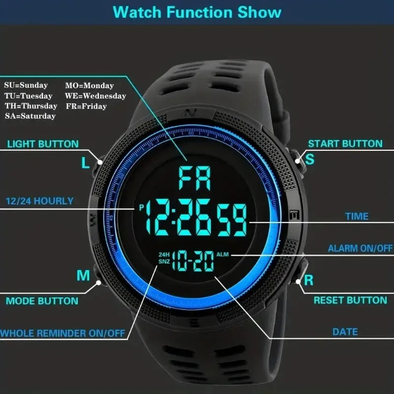 Men's Large Dial Sports Electronic Watch