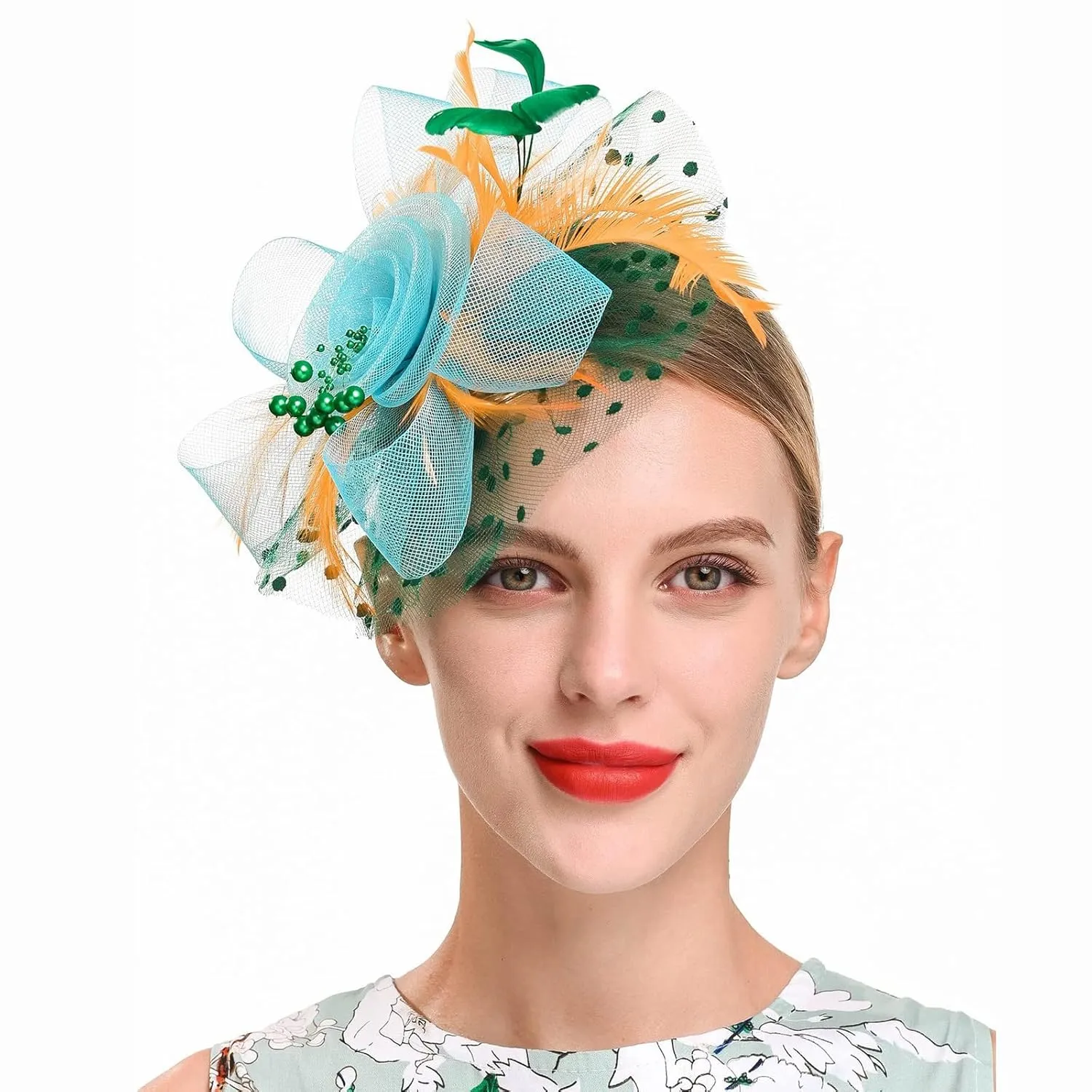 Mesh Feathers Hair Clip Tea Party ladies Hat For Women Wedding Flower Cocktail Hairwear hairbands Headband makeup hairband