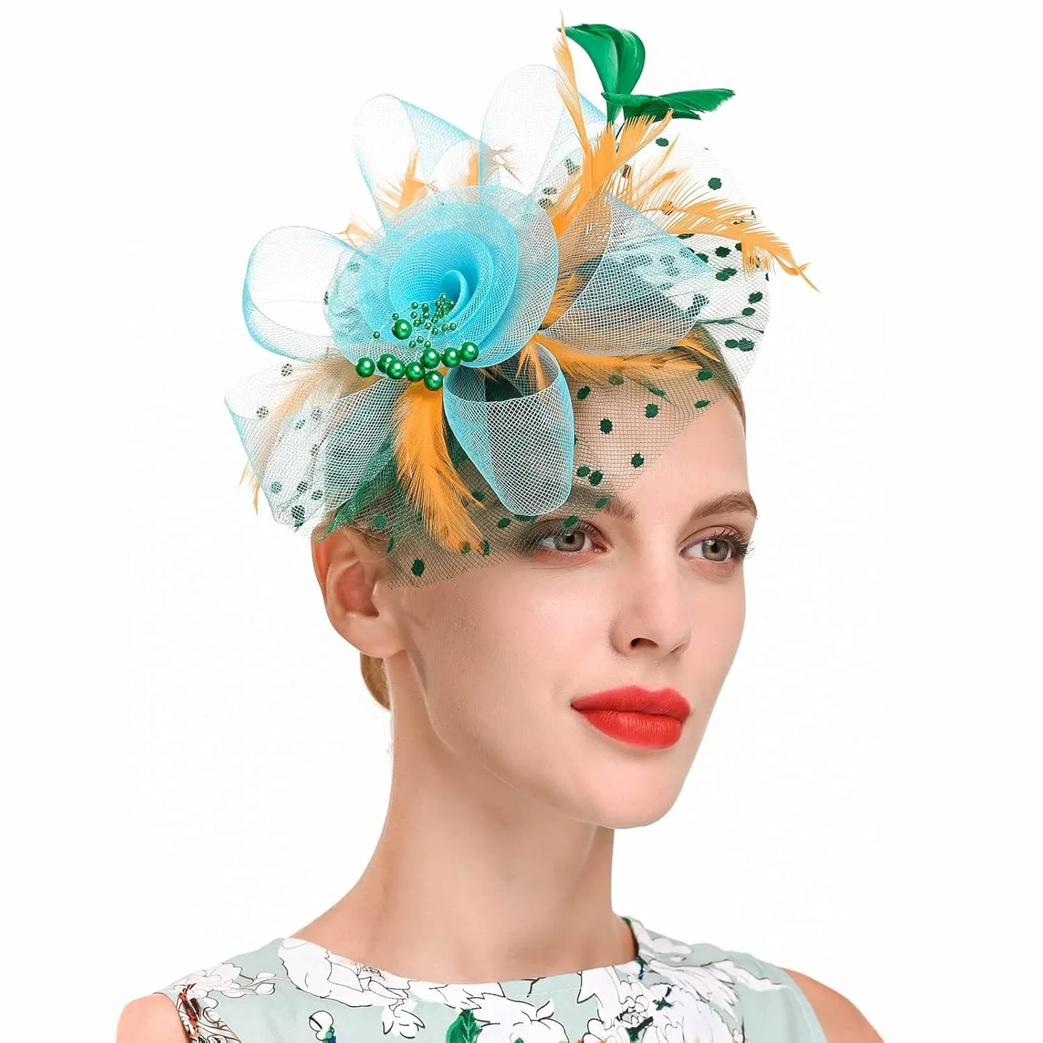 Mesh Feathers Hair Clip Tea Party ladies Hat For Women Wedding Flower Cocktail Hairwear hairbands Headband makeup hairband