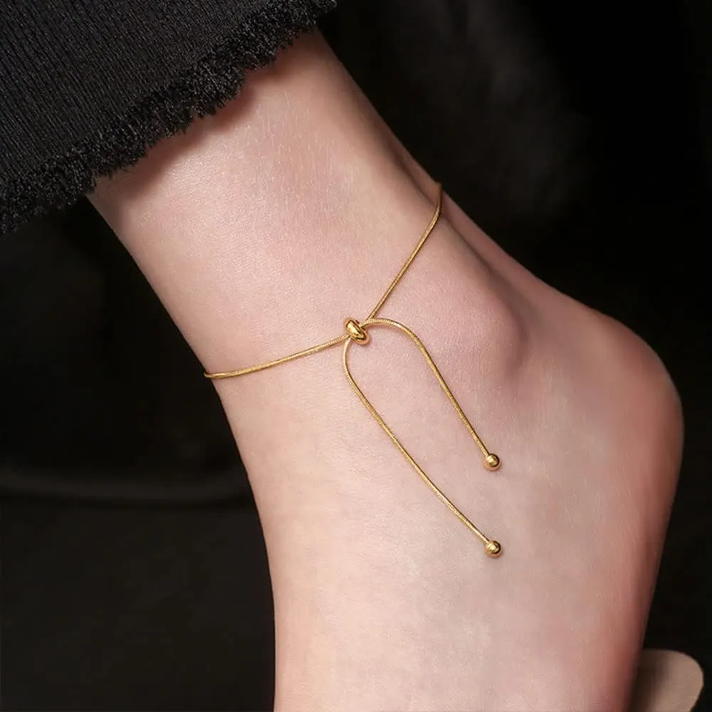 MIFYNN Ankle Bracelets for Women Waterproof Adjustable Stainless Steel Chain Anklet Bracelet for Women Vintage Fashion Simple Thin Chain Anklet Female Foot Summer Beach Jewelry Gift