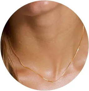 Minimalist Thin Gold Chain 18K Gold Thin Box Chain Necklace Short Small Gold Chain Choker Necklaces for Women