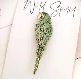 Mint Green Parrot Brooch
