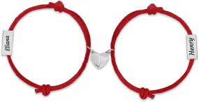 MissNaNa Personalized Bracelets for Couples 2 Pcs Heart Matching Bracelets Set Couple Bracelets for Boyfriend Girlfriend Valentines Day Gifts