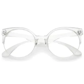 Modern Translucent Half Frame Clear Lens Glasses A963