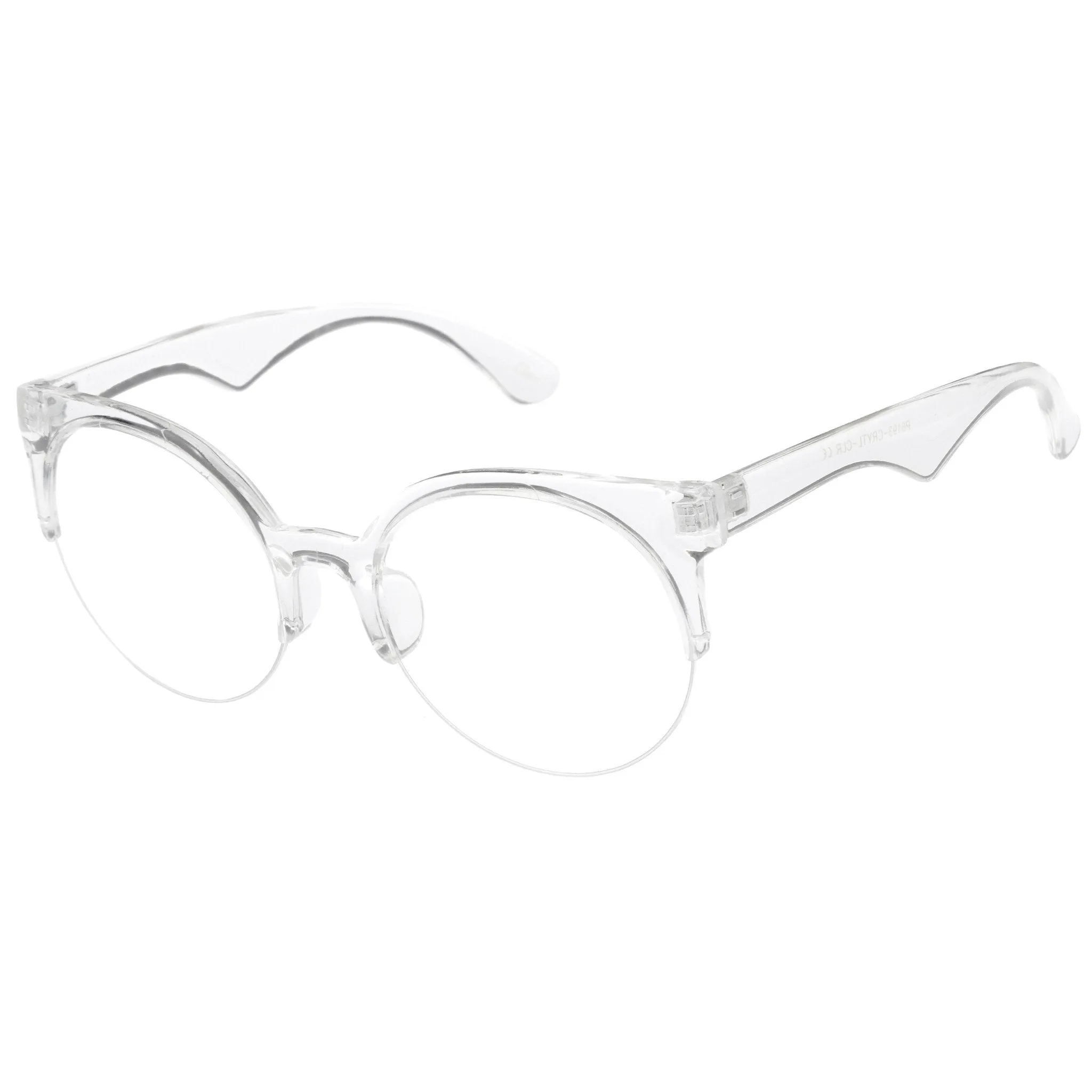 Modern Translucent Half Frame Clear Lens Glasses A963