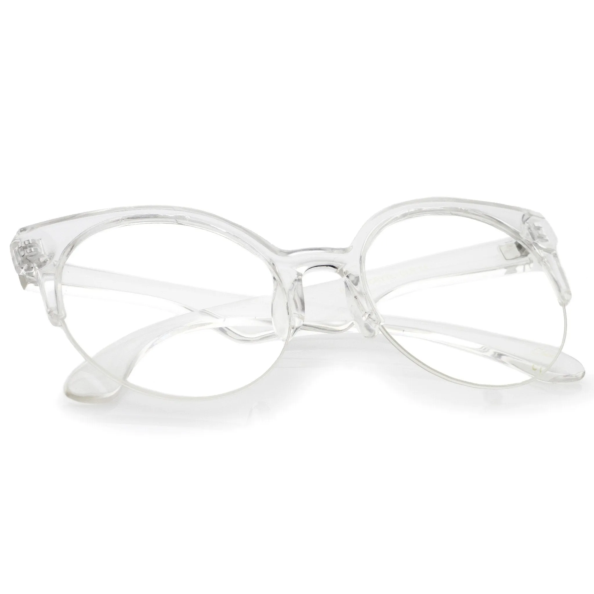 Modern Translucent Half Frame Clear Lens Glasses A963