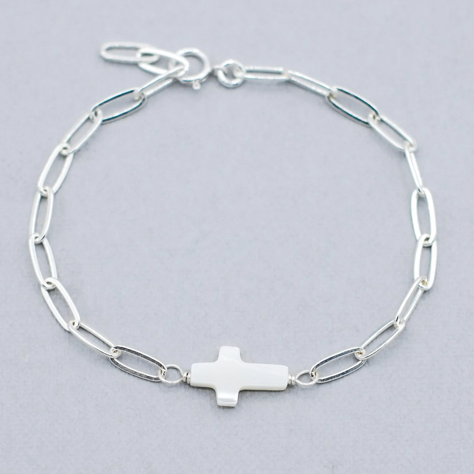 Mother of Pearl Cross Chain Bracelet