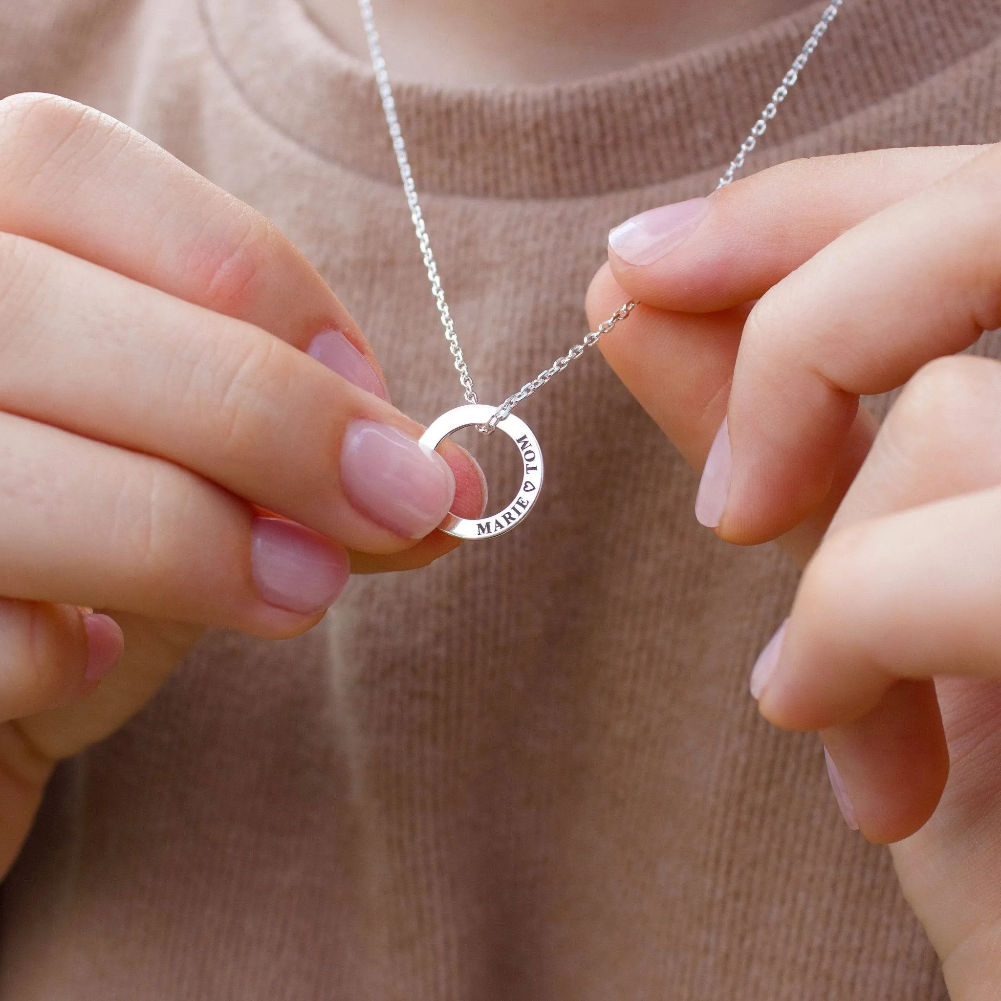 Mother's Day Gold Personalised Ring Necklace