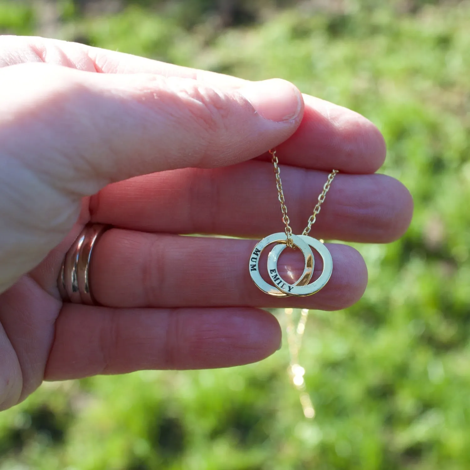 Mother's Day Gold Personalised Ring Necklace
