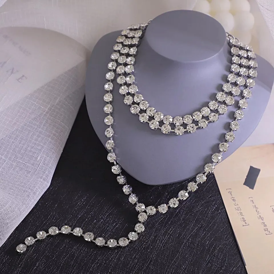 Multi-layer Tassel Rhinestone Necklace