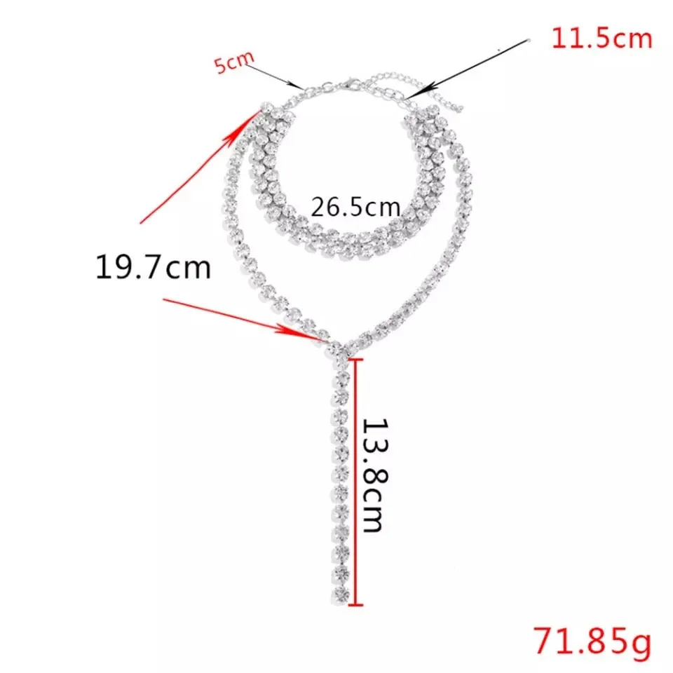 Multi-layer Tassel Rhinestone Necklace