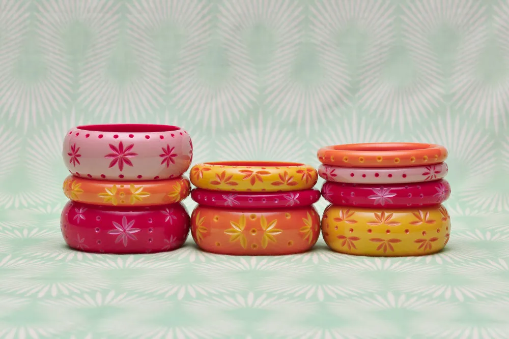 Narrow Freesia Carved Bangle
