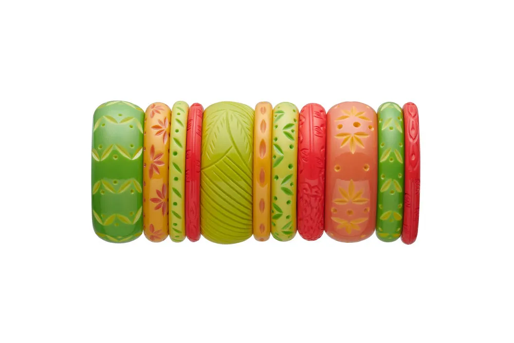 Narrow Freesia Carved Bangle
