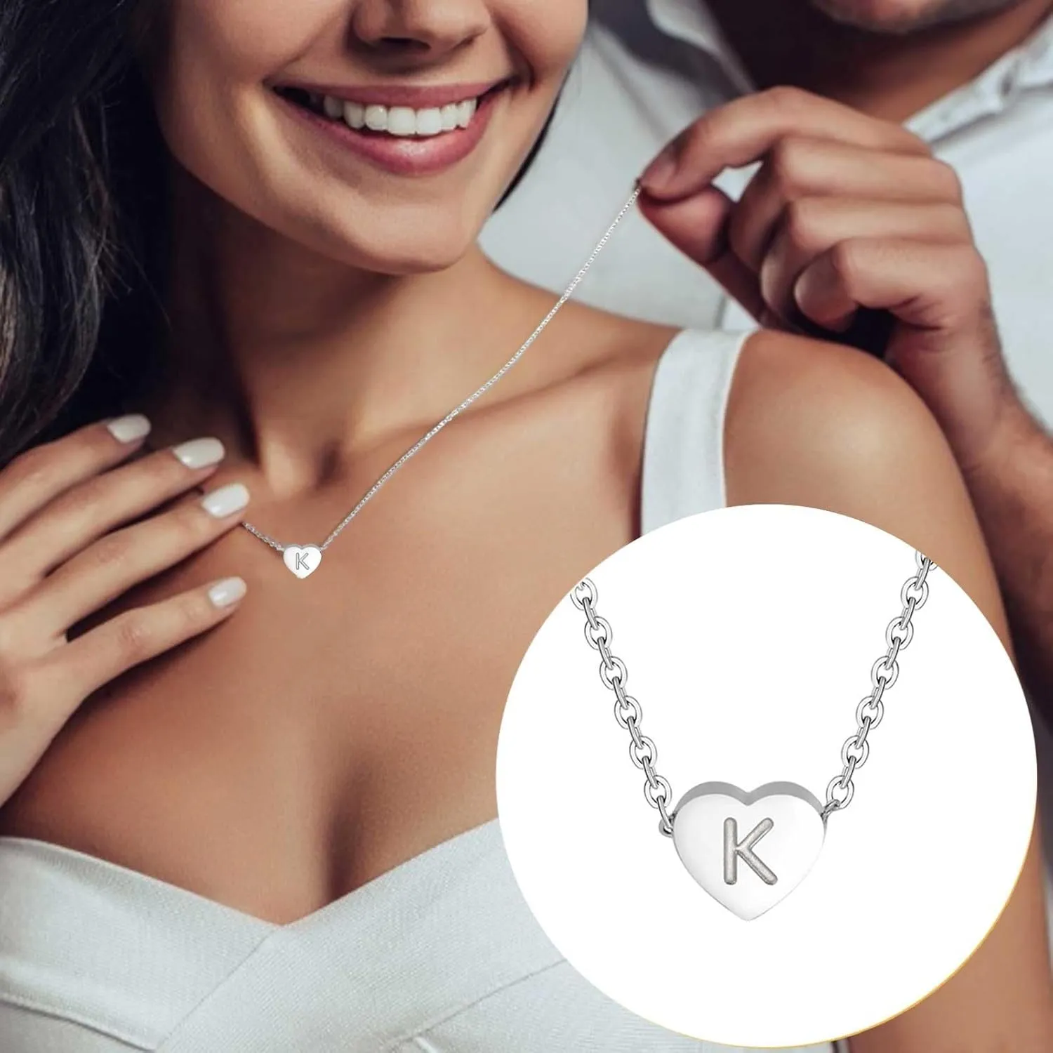 Necklaces for Mom from Son Necklaces Gifts 925 Sterling Silver Heart Initial Necklaces Sterling Silver Dainty Diamond Zircon Gold Pendant Planet Necklaces Silver Jewelry Gifts