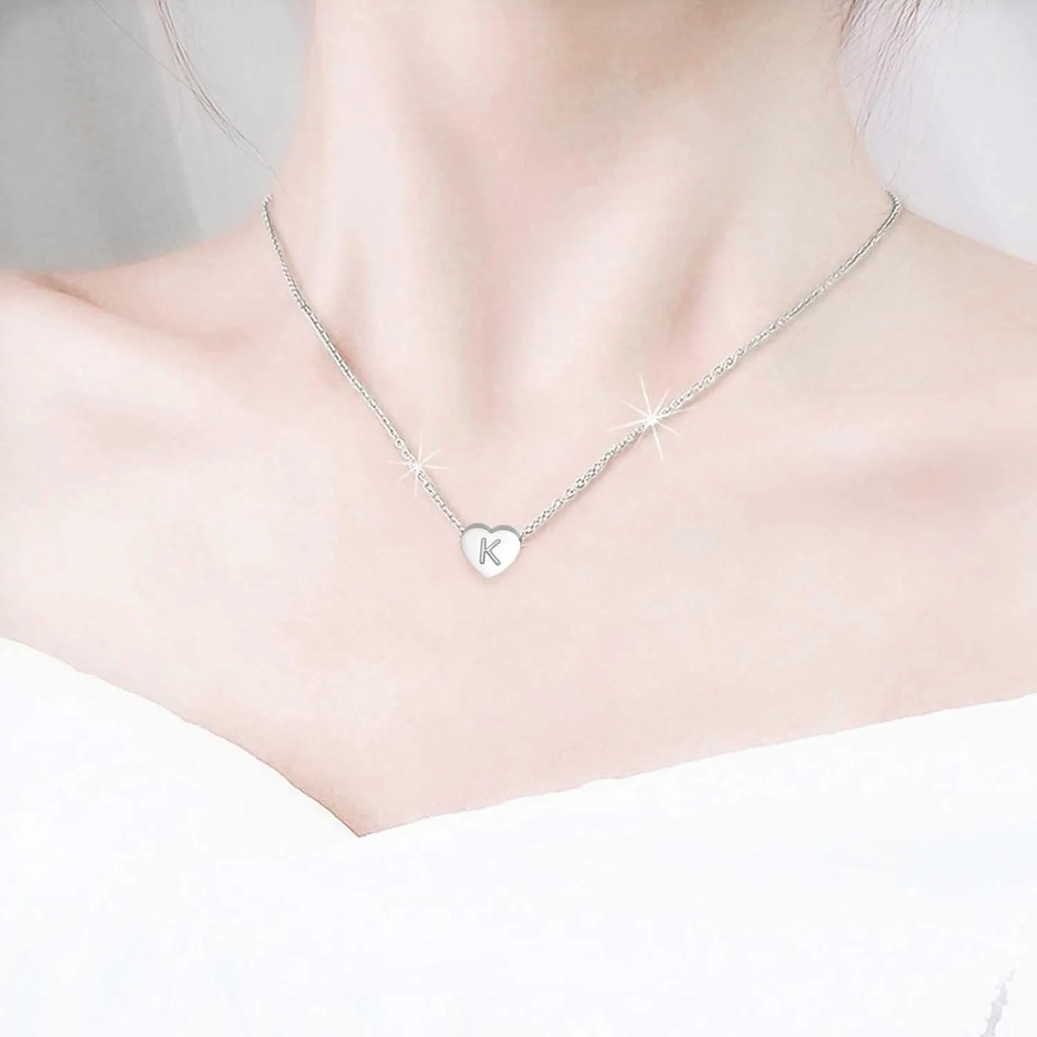 Necklaces for Mom from Son Necklaces Gifts 925 Sterling Silver Heart Initial Necklaces Sterling Silver Dainty Diamond Zircon Gold Pendant Planet Necklaces Silver Jewelry Gifts