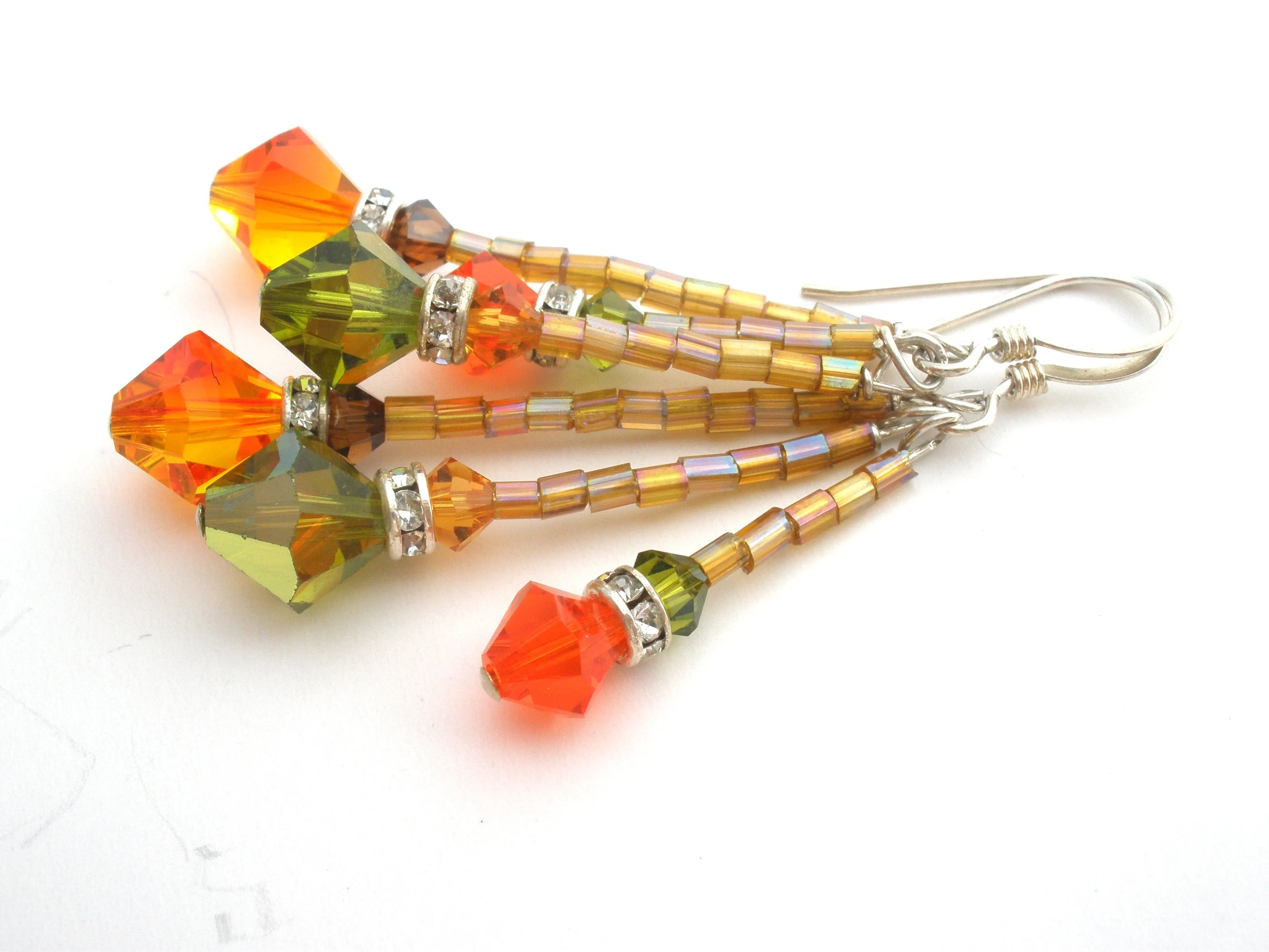 Orange & Green Crystal Bead Jewelry Set